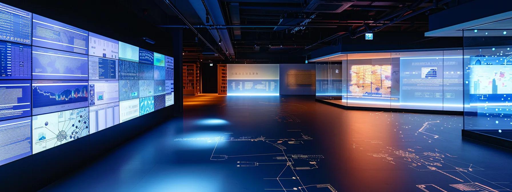 a sleek and modern office environment with a digital display showcasing a complex website architecture diagram, emphasizing the importance of balanced site hierarchy and navigation, illuminated by focused spotlights to enhance clarity and visual impact.