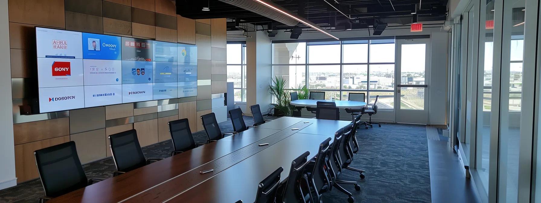 a modern office environment featuring a sleek conference room with large screens displaying off-page seo metrics and strategies, complemented by the bold branding of dazonn technologies on the walls, emphasizing a professional atmosphere of digital marketing expertise. a modern office environment featuring a sleek conference room with large screens displaying off-page seo metrics and strategies, complemented by the bold branding of dazonn technologies on the walls, emphasizing a professional atmosphere of digital marketing expertise.