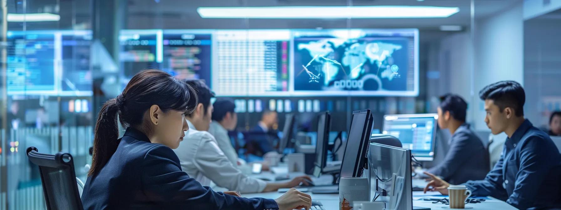 in a sleek, modern office environment, a diverse team of focused employees collaborates around a high-tech workstation, surrounded by digital displays showcasing security updates and performance metrics, embodying the essential components of effective website maintenance. in a sleek, modern office environment, a diverse team of focused employees collaborates around a high-tech workstation, surrounded by digital displays showcasing security updates and performance metrics, embodying the essential components of effective website maintenance.