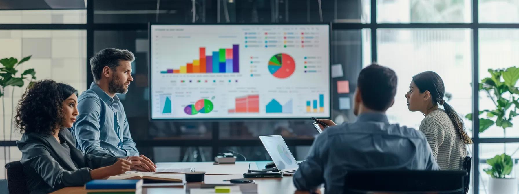 a dynamic office environment showcasing a diverse team engaged in a vibrant brainstorming session, with colorful charts and graphs illustrating successful marketing campaigns projected on a screen, symbolizing the powerful impact of marketing agencies on business growth. a dynamic office environment showcasing a diverse team engaged in a vibrant brainstorming session, with colorful charts and graphs illustrating successful marketing campaigns projected on a screen, symbolizing the powerful impact of marketing agencies on business growth.