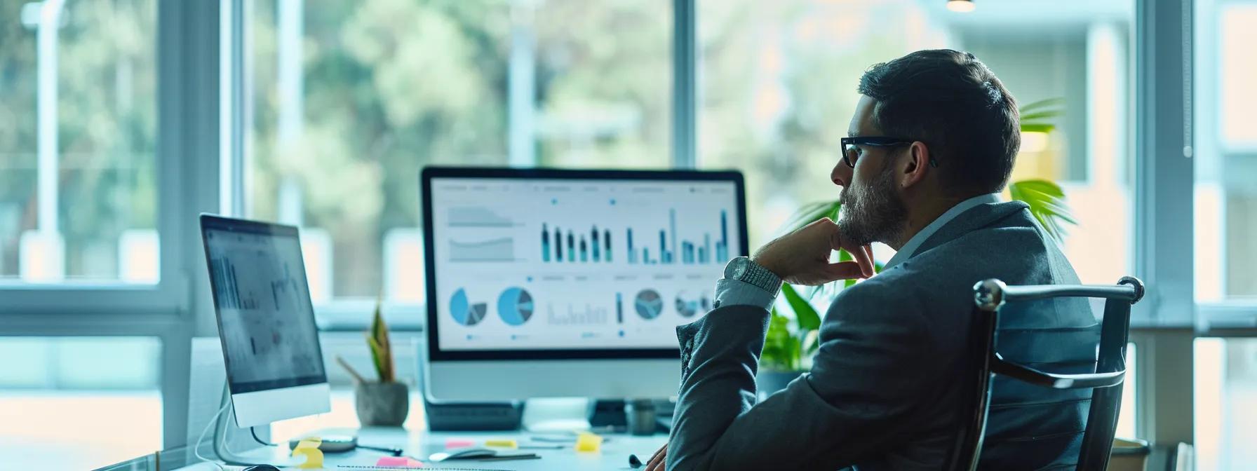 a focused business professional sits at a sleek modern desk in a well-lit office, engaged in a strategic planning session with multiple digital devices displaying seo analytics, conveying the essence of maximizing value in affordable local seo services. a focused business professional sits at a sleek modern desk in a well-lit office, engaged in a strategic planning session with multiple digital devices displaying seo analytics, conveying the essence of maximizing value in affordable local seo services.