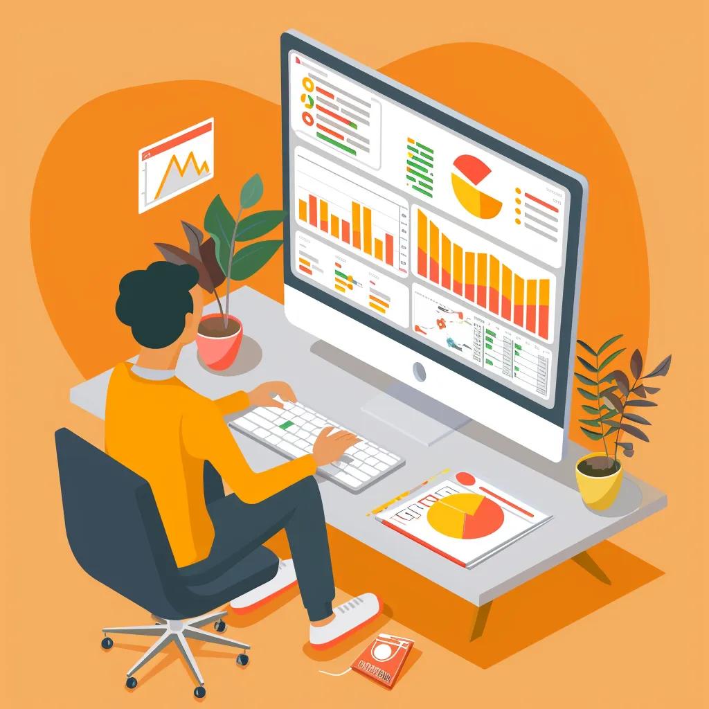 Person analyzing keyword data for e-commerce SEO in a cozy workspace