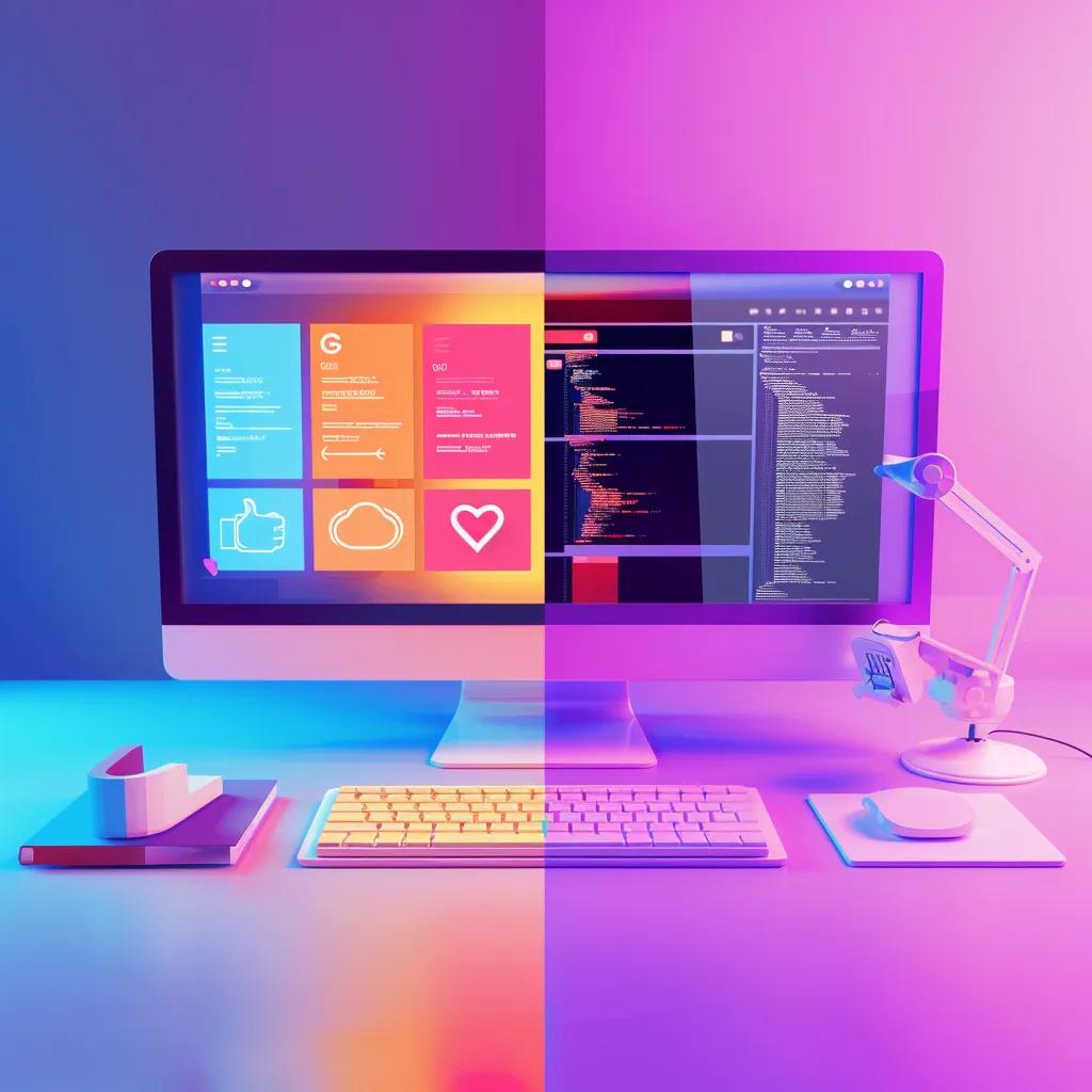 Comparison of WordPress dashboard and custom development environment highlighting web solutions