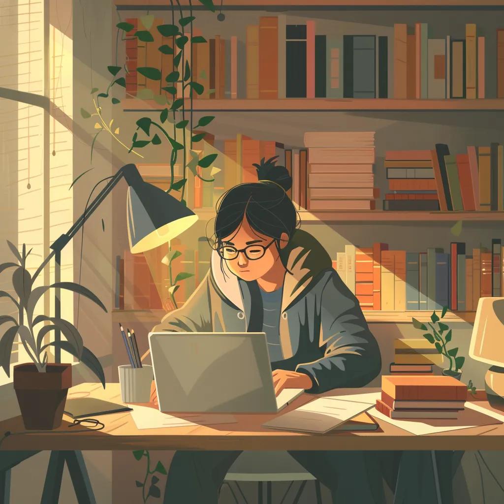 Person conducting a DIY SEO audit in a cozy home office