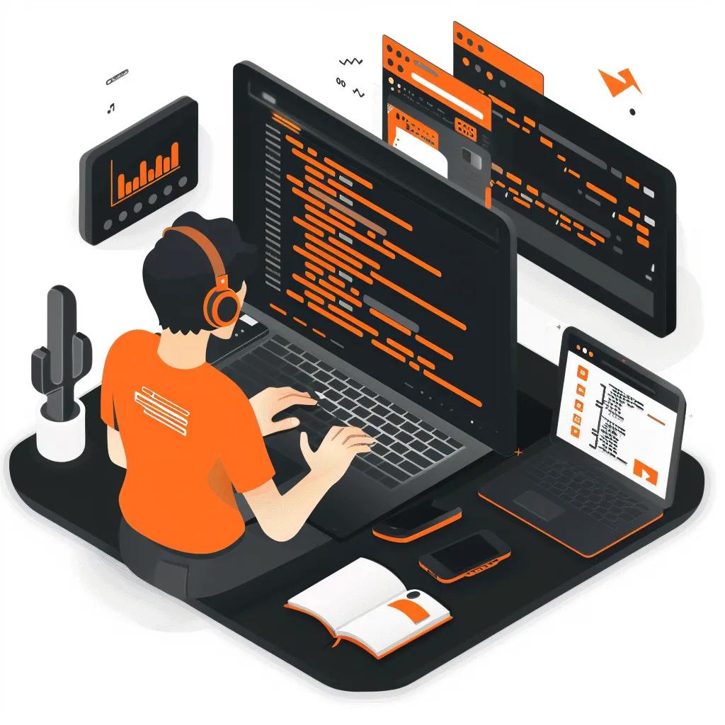 Web developer fixing 4xx client errors on a laptop