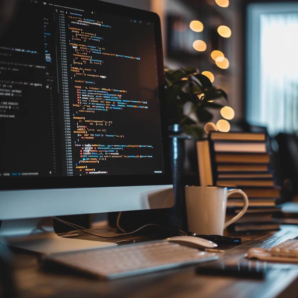 Computer screen displaying schema markup code for structured data in SEO